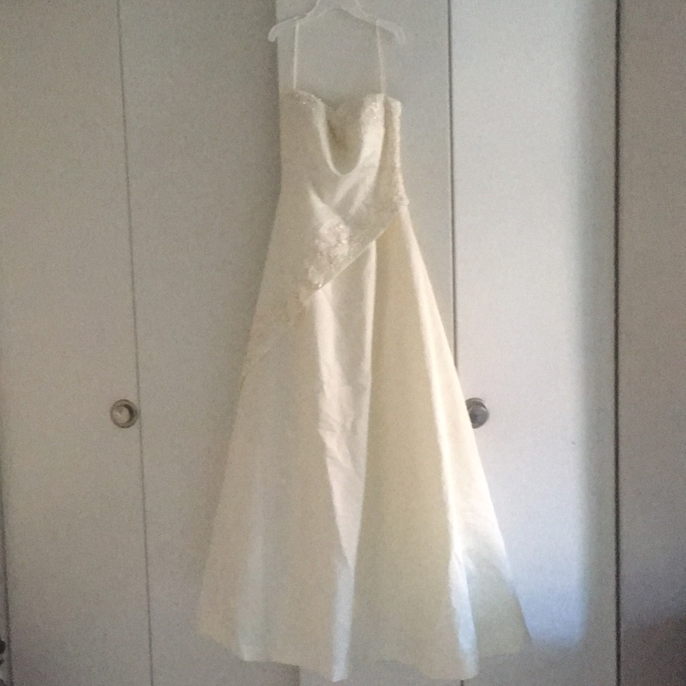 Cream colored formal dress. Spaghetti straps